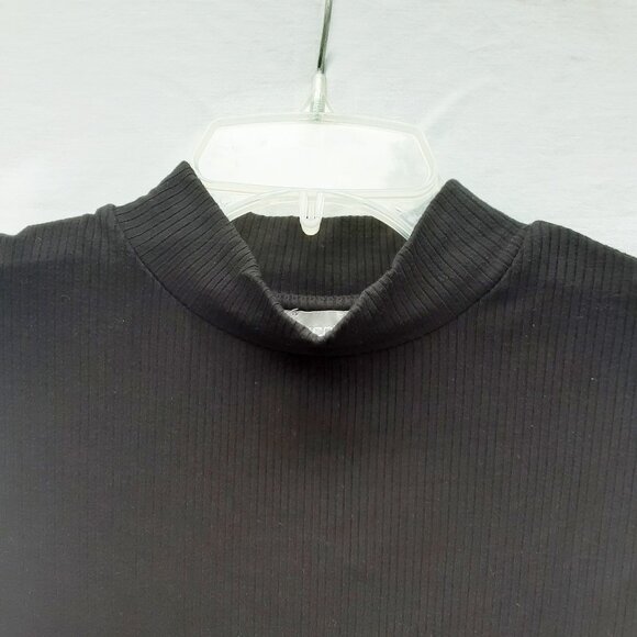 CHICO’S Black Mock Neck Ribbed Tank Top | Size 2 or Large - Picture 4 of 6